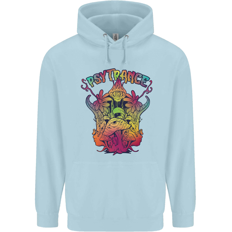 Psytrance Psychedelic Trance Music Psy Mens 80% Cotton Hoodie Light Blue