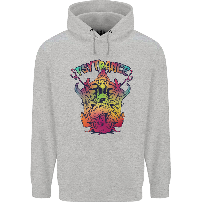 Psytrance Psychedelic Trance Music Psy Mens 80% Cotton Hoodie Sports Grey