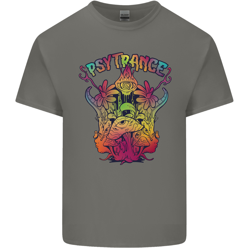 Psytrance Psychedelic Trance Music Psy Mens Cotton T-Shirt Tee Top Charcoal