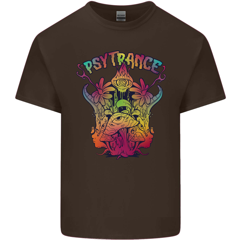 Psytrance Psychedelic Trance Music Psy Mens Cotton T-Shirt Tee Top Dark Chocolate