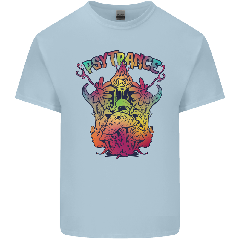 Psytrance Psychedelic Trance Music Psy Mens Cotton T-Shirt Tee Top Light Blue