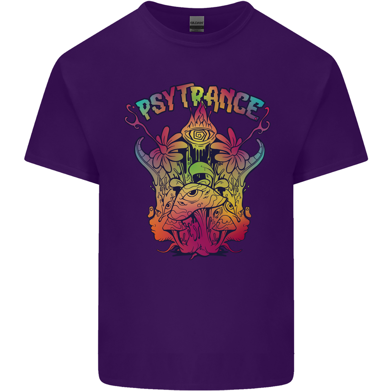 Psytrance Psychedelic Trance Music Psy Mens Cotton T-Shirt Tee Top Purple