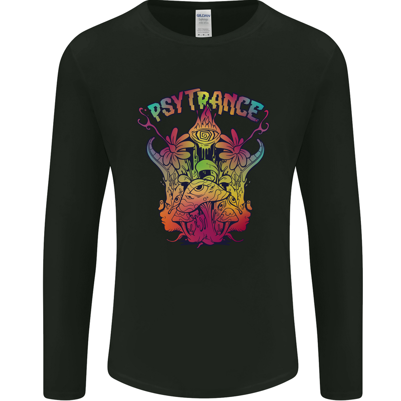 Psytrance Psychedelic Trance Music Psy Mens Long Sleeve T-Shirt Black