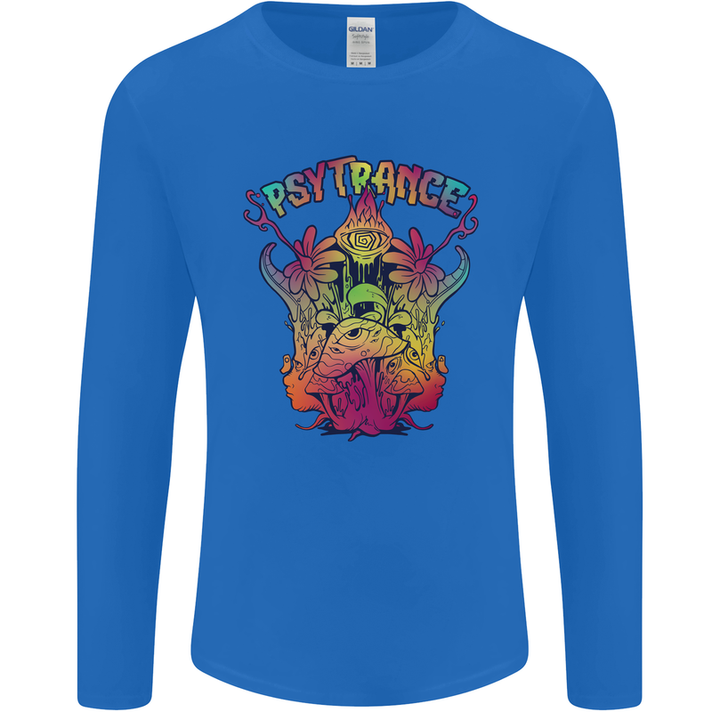 Psytrance Psychedelic Trance Music Psy Mens Long Sleeve T-Shirt Royal Blue