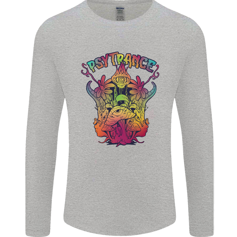 Psytrance Psychedelic Trance Music Psy Mens Long Sleeve T-Shirt Sports Grey