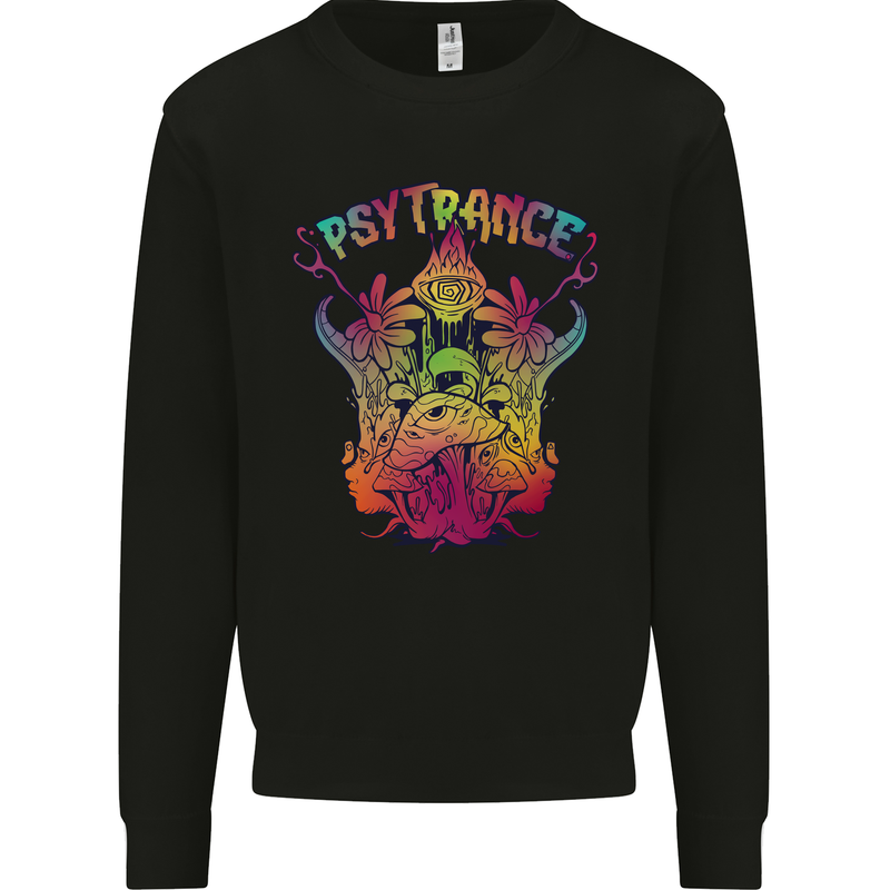 Psytrance Psychedelic Trance Music Psy Mens Sweatshirt Jumper Black