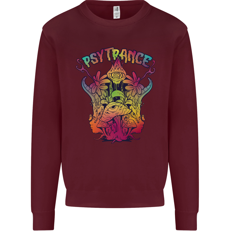 Psytrance Psychedelic Trance Music Psy Mens Sweatshirt Jumper Maroon