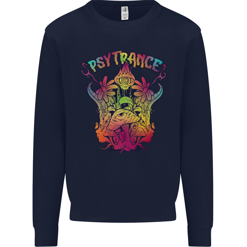 Psytrance Psychedelic Trance Music Psy Mens Sweatshirt Jumper Navy Blue