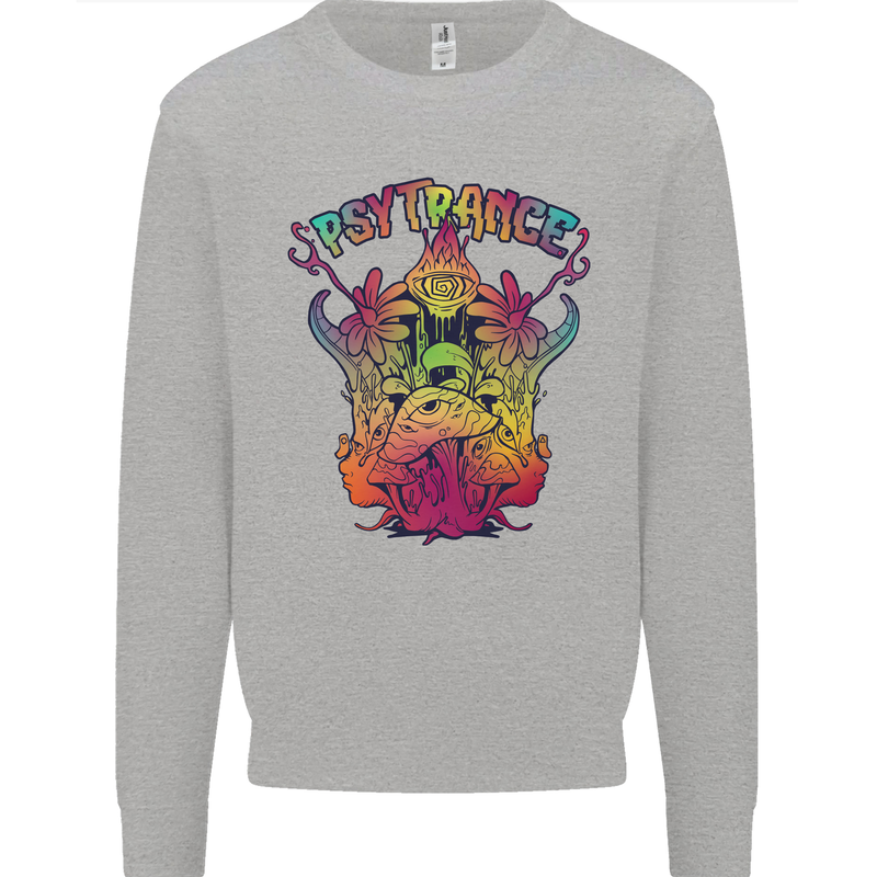 Psytrance Psychedelic Trance Music Psy Mens Sweatshirt Jumper Sports Grey