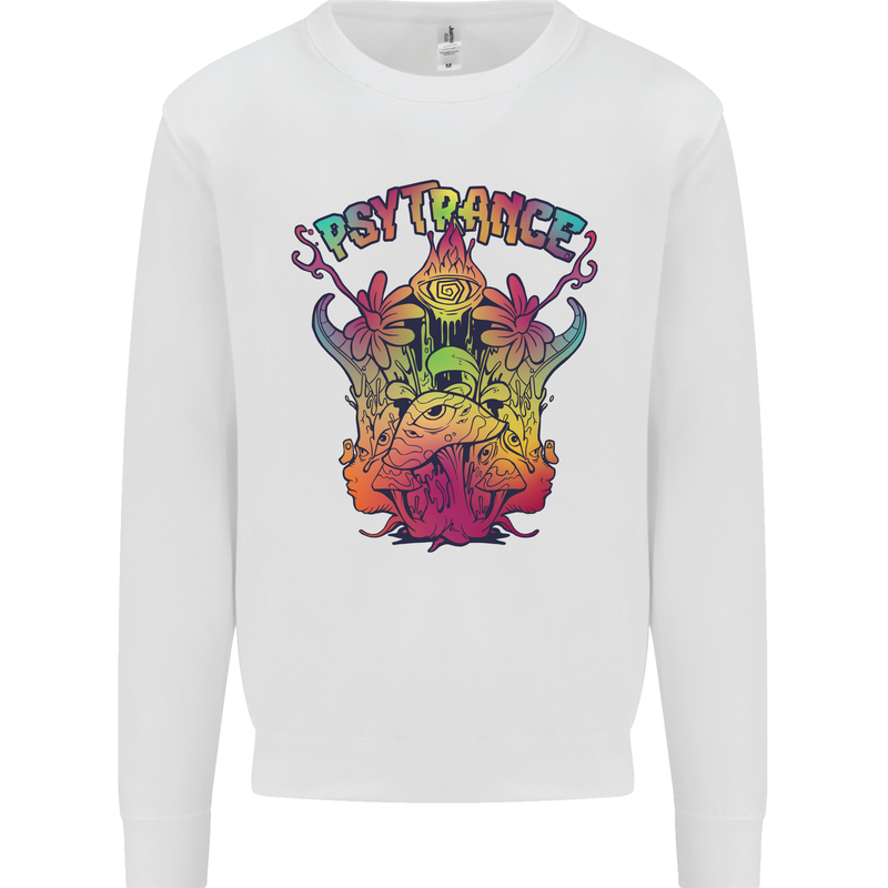 Psytrance Psychedelic Trance Music Psy Mens Sweatshirt Jumper White