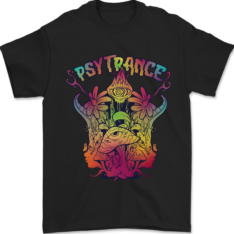 Psytrance Psychedelic Trance Music Psy Mens T-Shirt 100% Cotton Black