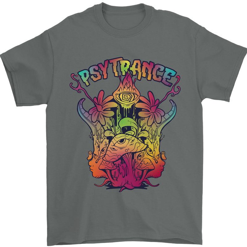 Psytrance Psychedelic Trance Music Psy Mens T-Shirt 100% Cotton Charcoal