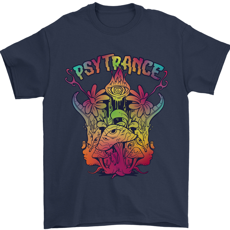 Psytrance Psychedelic Trance Music Psy Mens T-Shirt 100% Cotton Navy Blue