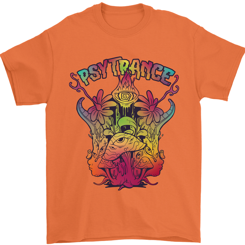 Psytrance Psychedelic Trance Music Psy Mens T-Shirt 100% Cotton Orange