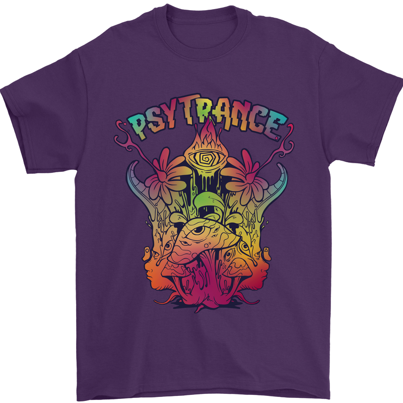 Psytrance Psychedelic Trance Music Psy Mens T-Shirt 100% Cotton Purple