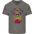 Psytrance Psychedelic Trance Music Psy Mens V-Neck Cotton T-Shirt Charcoal