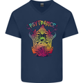 Psytrance Psychedelic Trance Music Psy Mens V-Neck Cotton T-Shirt Navy Blue