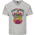 Psytrance Psychedelic Trance Music Psy Mens V-Neck Cotton T-Shirt Sports Grey