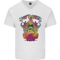 Psytrance Psychedelic Trance Music Psy Mens V-Neck Cotton T-Shirt White