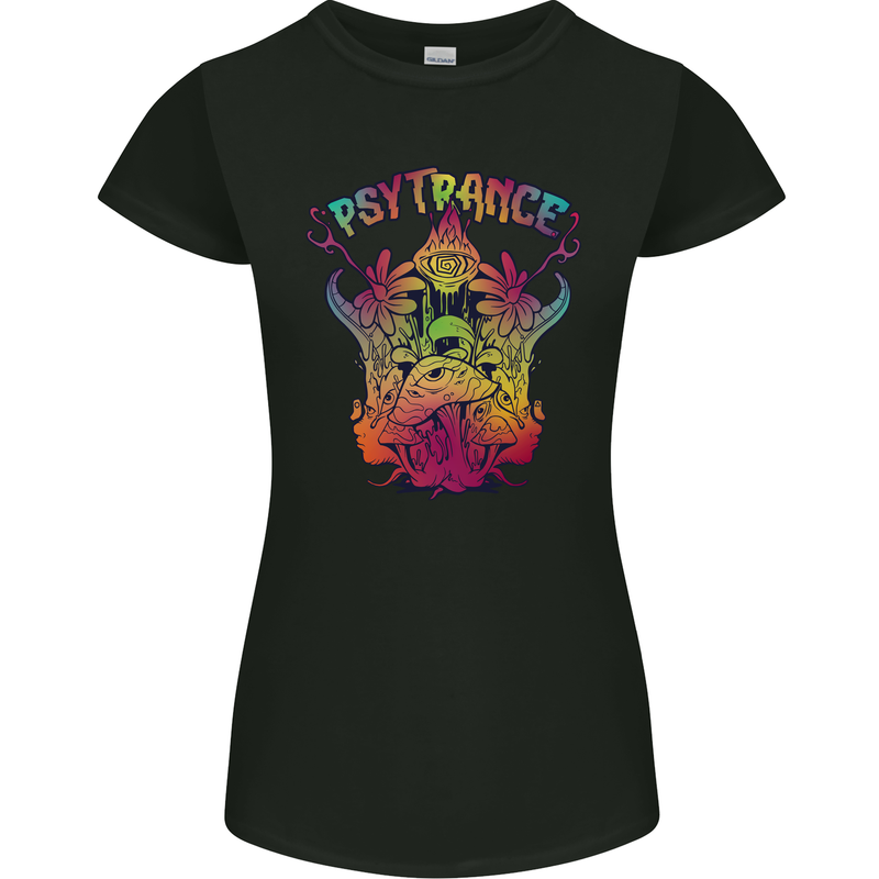 Psytrance Psychedelic Trance Music Psy Womens Petite Cut T-Shirt Black