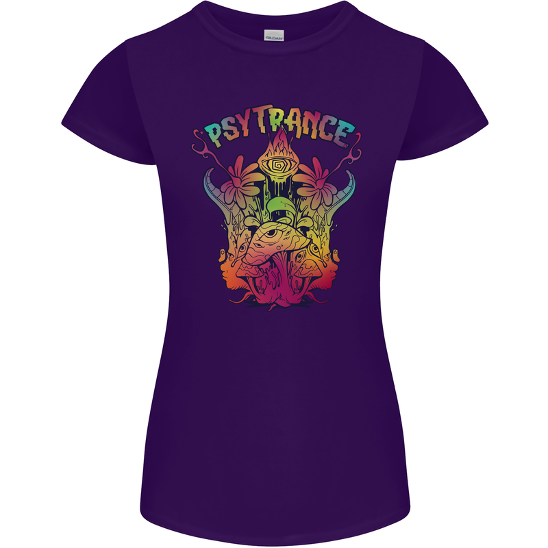 Psytrance Psychedelic Trance Music Psy Womens Petite Cut T-Shirt Purple