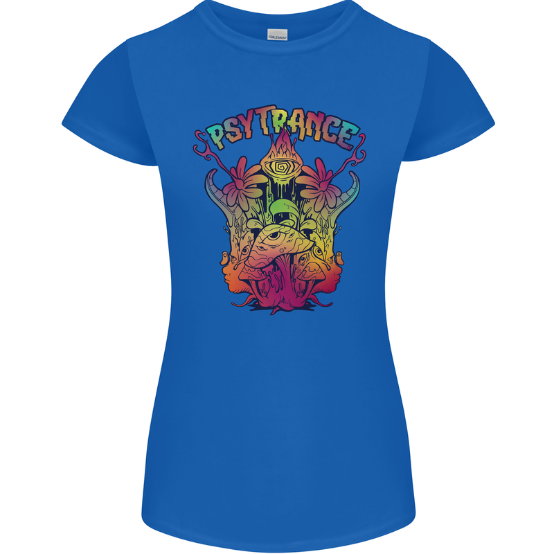 Psytrance Psychedelic Trance Music Psy Womens Petite Cut T-Shirt Royal Blue