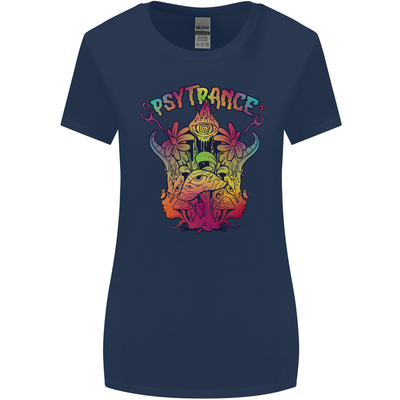 Psytrance Psychedelic Trance Music Psy Womens Wider Cut T-Shirt Navy Blue