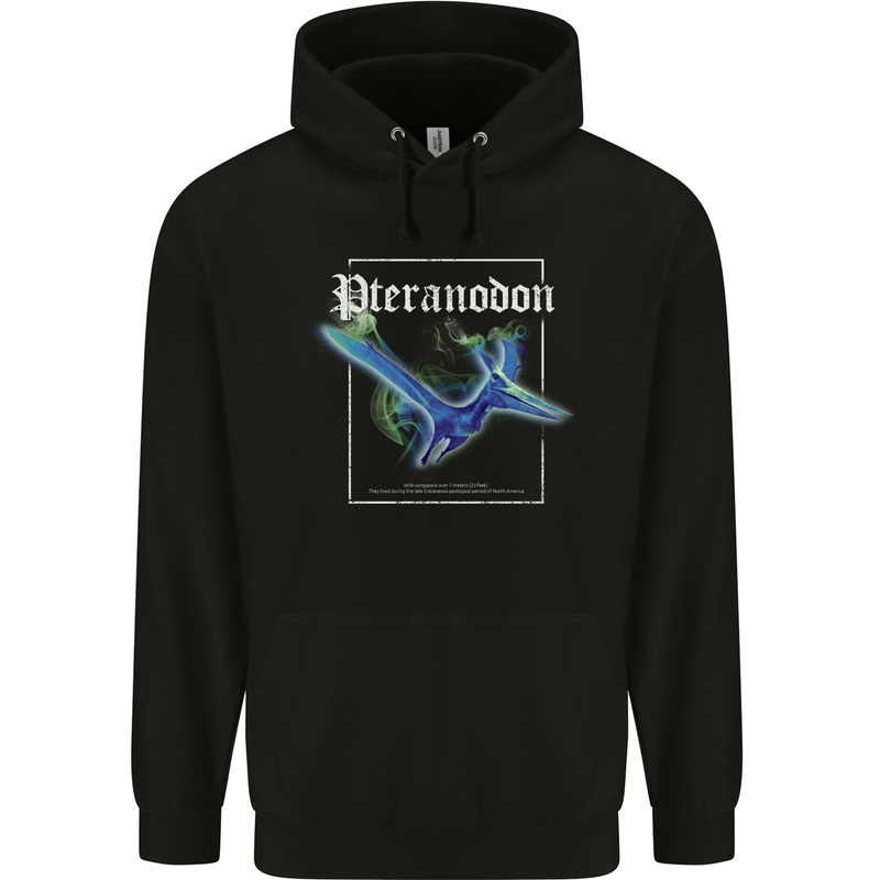Pteranodon Dinosaur Mens 80% Cotton Hoodie Black