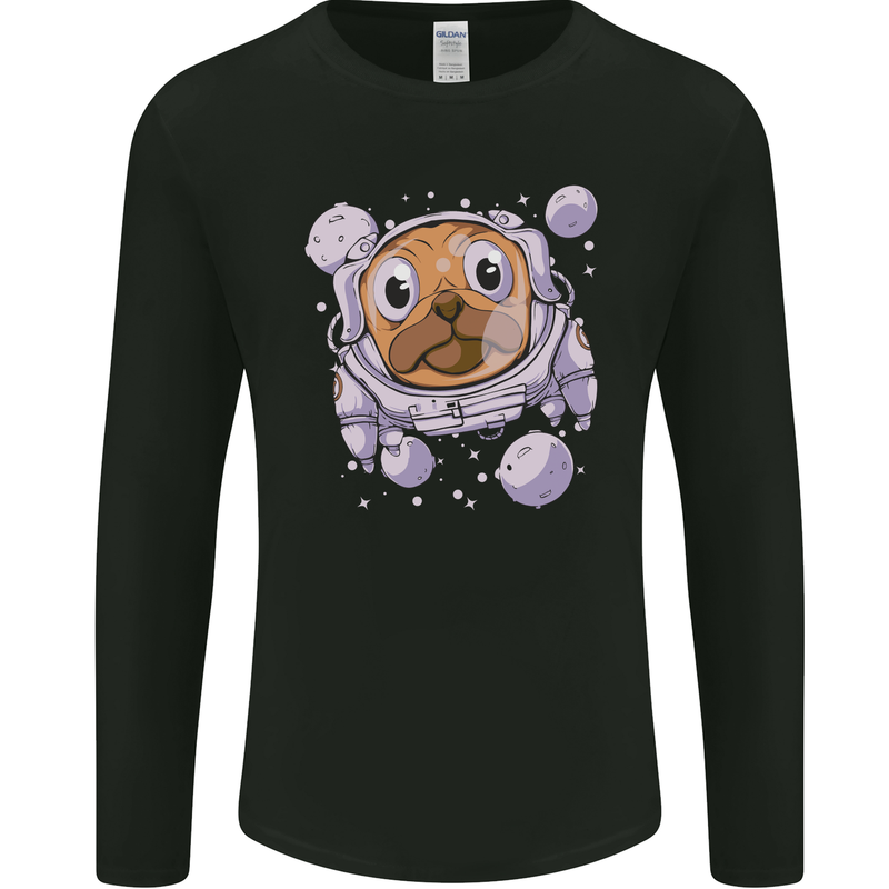 Pugonaut Astronaut Pug Dog Funny Space Mens Long Sleeve T-Shirt Black