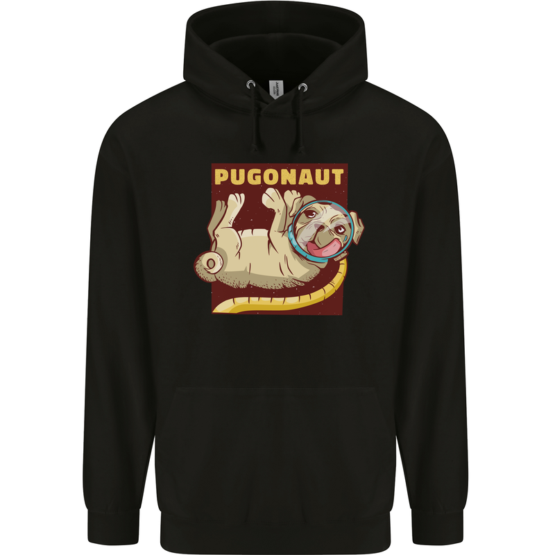 Pugonaut Funny Astronaut Pug Dog Space Mens 80% Cotton Hoodie Black