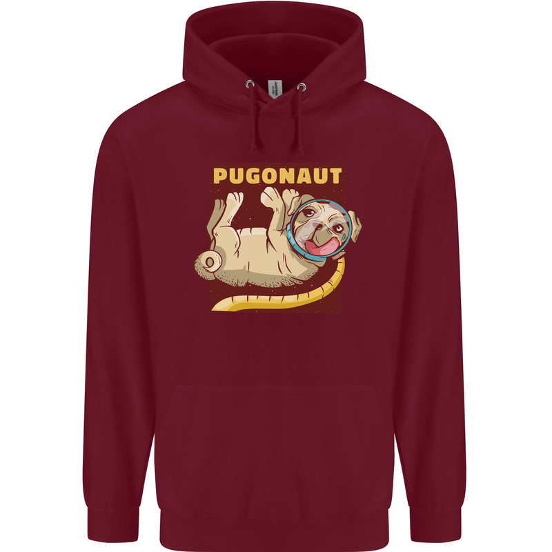Pugonaut Funny Astronaut Pug Dog Space Mens 80% Cotton Hoodie Maroon