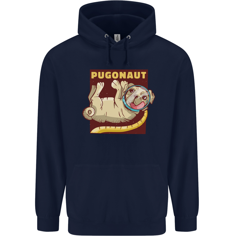 Pugonaut Funny Astronaut Pug Dog Space Mens 80% Cotton Hoodie Navy Blue