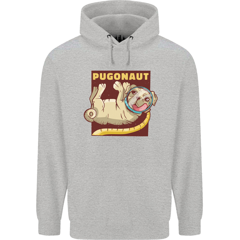 Pugonaut Funny Astronaut Pug Dog Space Mens 80% Cotton Hoodie Sports Grey