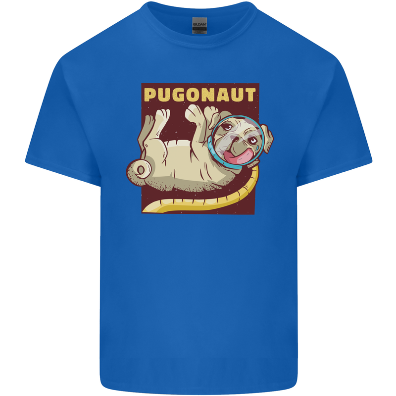 Pugonaut Funny Astronaut Pug Dog Space Mens Cotton T-Shirt Tee Top Royal Blue