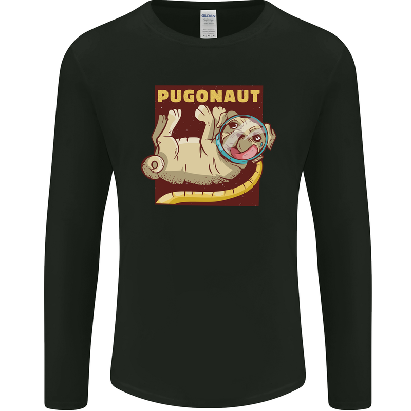 Pugonaut Funny Astronaut Pug Dog Space Mens Long Sleeve T-Shirt Black
