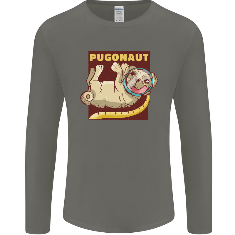 Pugonaut Funny Astronaut Pug Dog Space Mens Long Sleeve T-Shirt Charcoal