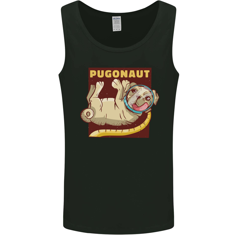 Pugonaut Funny Astronaut Pug Dog Space Mens Vest Tank Top Black