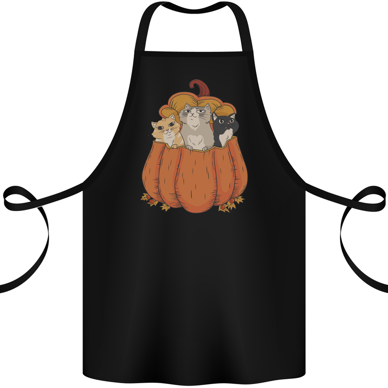 Pumpkin Cats Funny Halloween Cotton Apron 100% Organic Black
