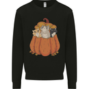 Pumpkin Cats Funny Halloween Mens Sweatshirt Jumper Black