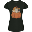 Pumpkin Cats Funny Halloween Womens Petite Cut T-Shirt Black