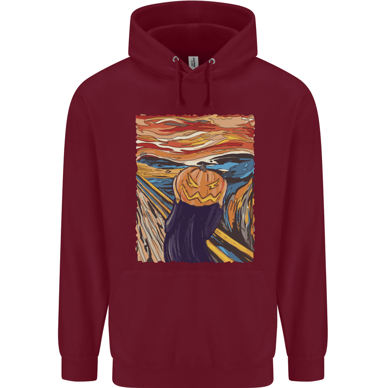 Pumpkin Scream Painting Halloween Childrens Kids Hoodie Maroon