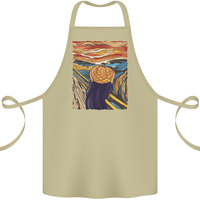 Pumpkin Scream Painting Halloween Cotton Apron 100% Organic Khaki