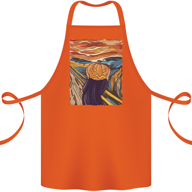 Pumpkin Scream Painting Halloween Cotton Apron 100% Organic Orange