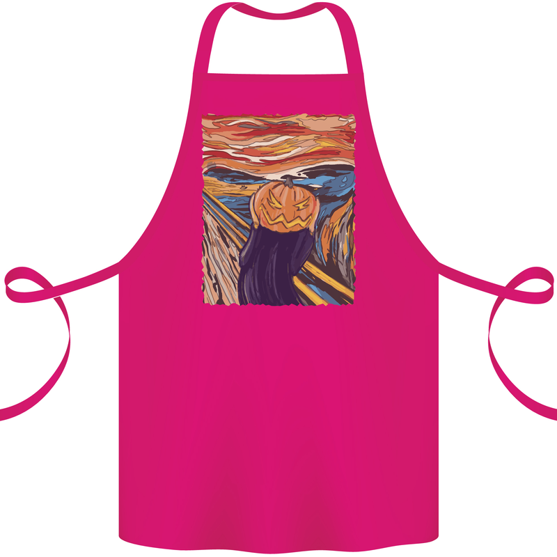 Pumpkin Scream Painting Halloween Cotton Apron 100% Organic Pink