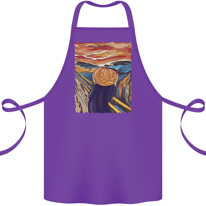 Pumpkin Scream Painting Halloween Cotton Apron 100% Organic Purple