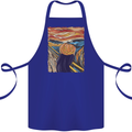 Pumpkin Scream Painting Halloween Cotton Apron 100% Organic Royal Blue