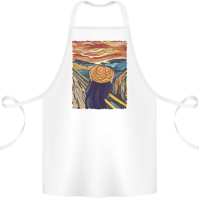 Pumpkin Scream Painting Halloween Cotton Apron 100% Organic White