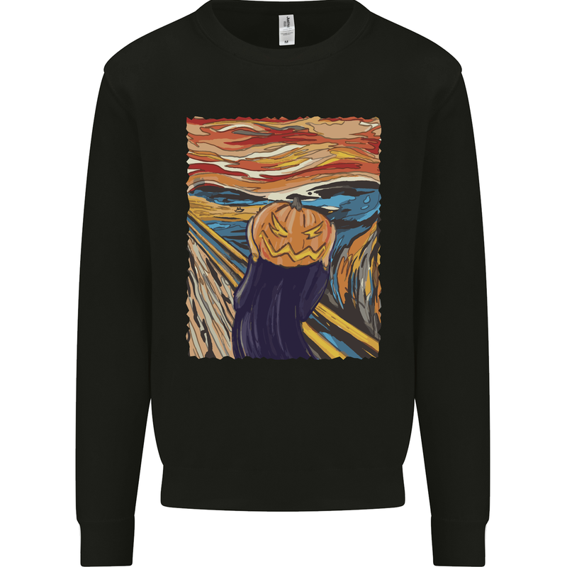 Pumpkin Scream Painting Halloween Kids Sweatshirt Jumper Black