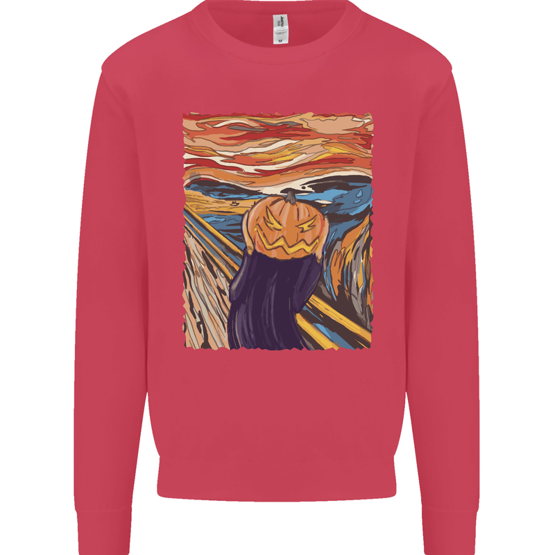 Pumpkin Scream Painting Halloween Kids Sweatshirt Jumper Heliconia