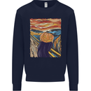 Pumpkin Scream Painting Halloween Kids Sweatshirt Jumper Navy Blue
